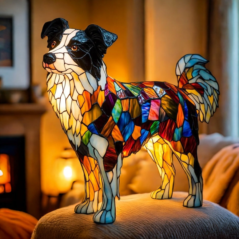 Border Collie Resin Art Lamp