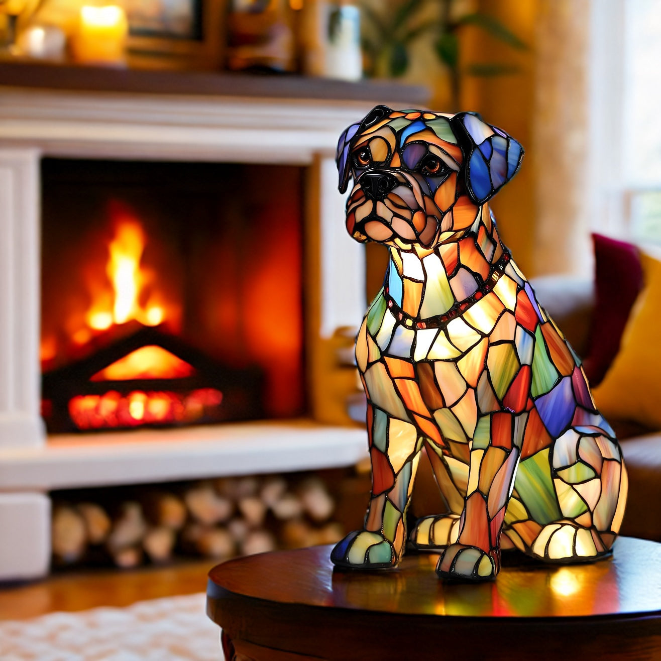 Great Dane Resin Art Lamp