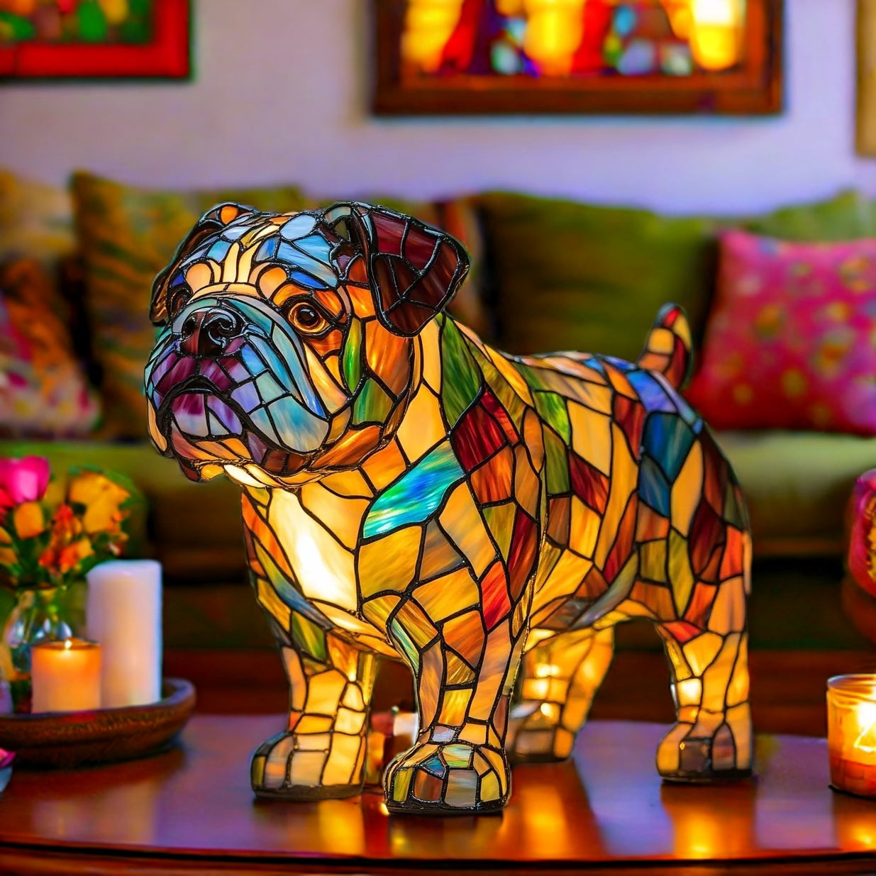 Bulldog Resin Art Lamp/A