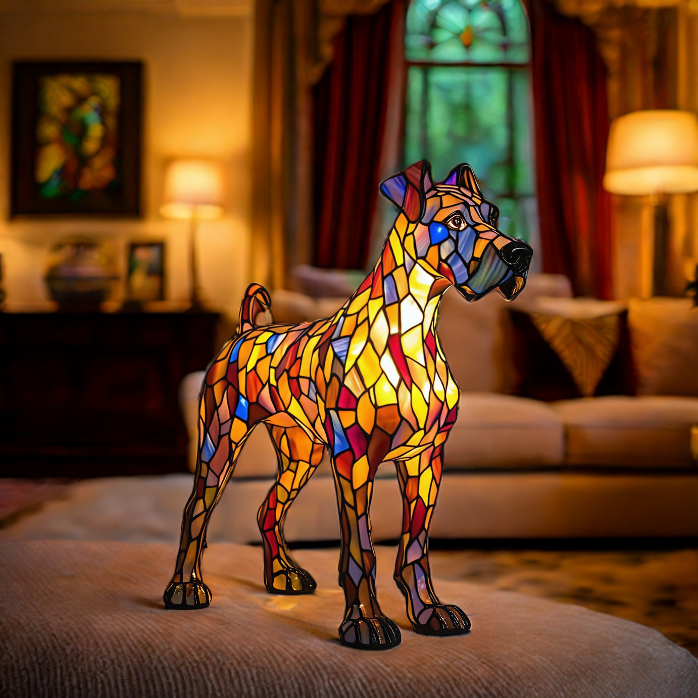 Great Dane Resin Art Lamp/A