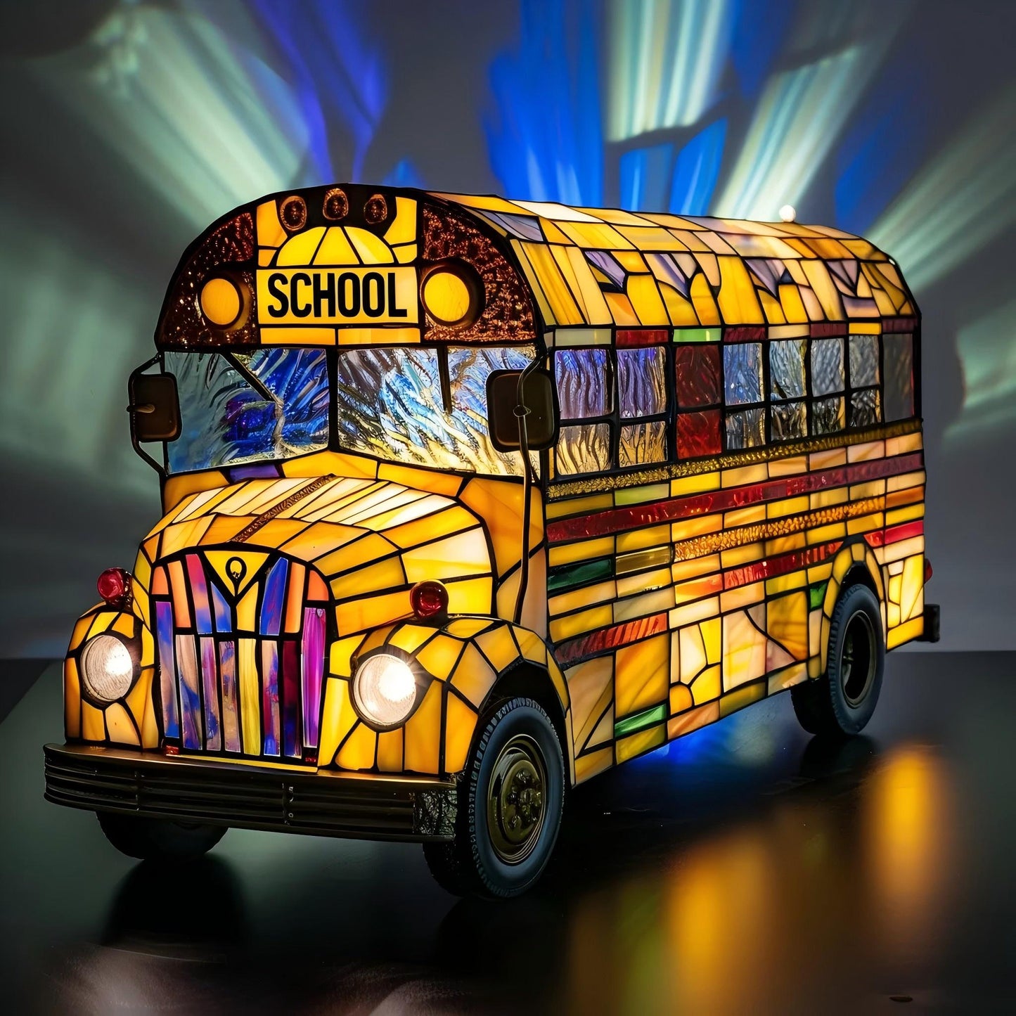 Classic School Bus Resin Art Lamp