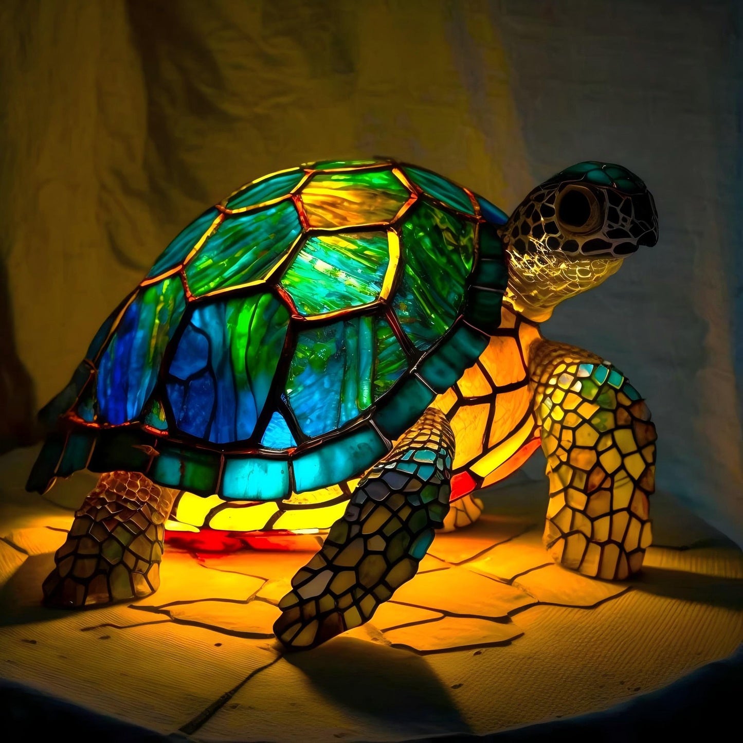 Serene Turtle Resin Art Lamp