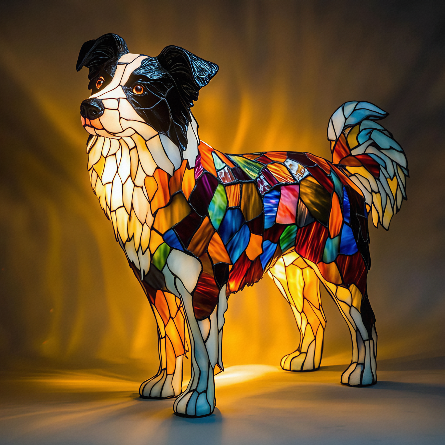 Border Collie  Resin Art Lamp