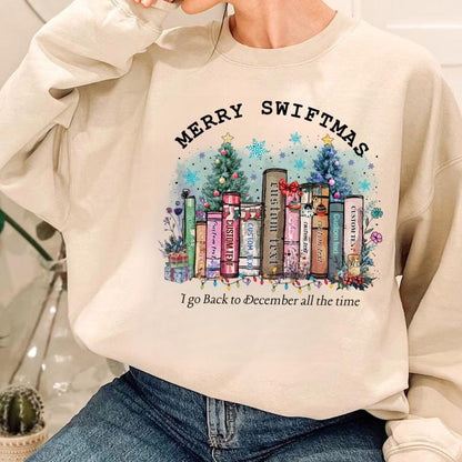 Swiftie Merry Christmas For Booker Book Lover Album Name Song Sweatshirt