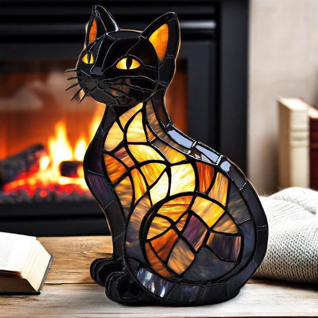 Mystic Cat Resin Art Lamp