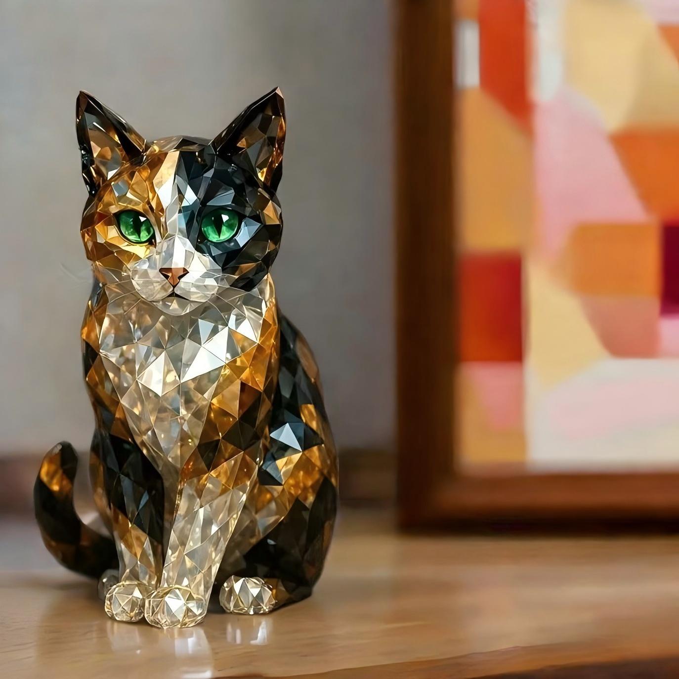 Mystical Cat Crystal Art Figurine