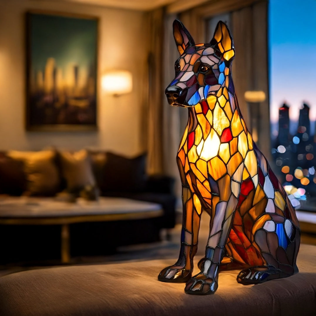 Doberman Resin Art Lamp