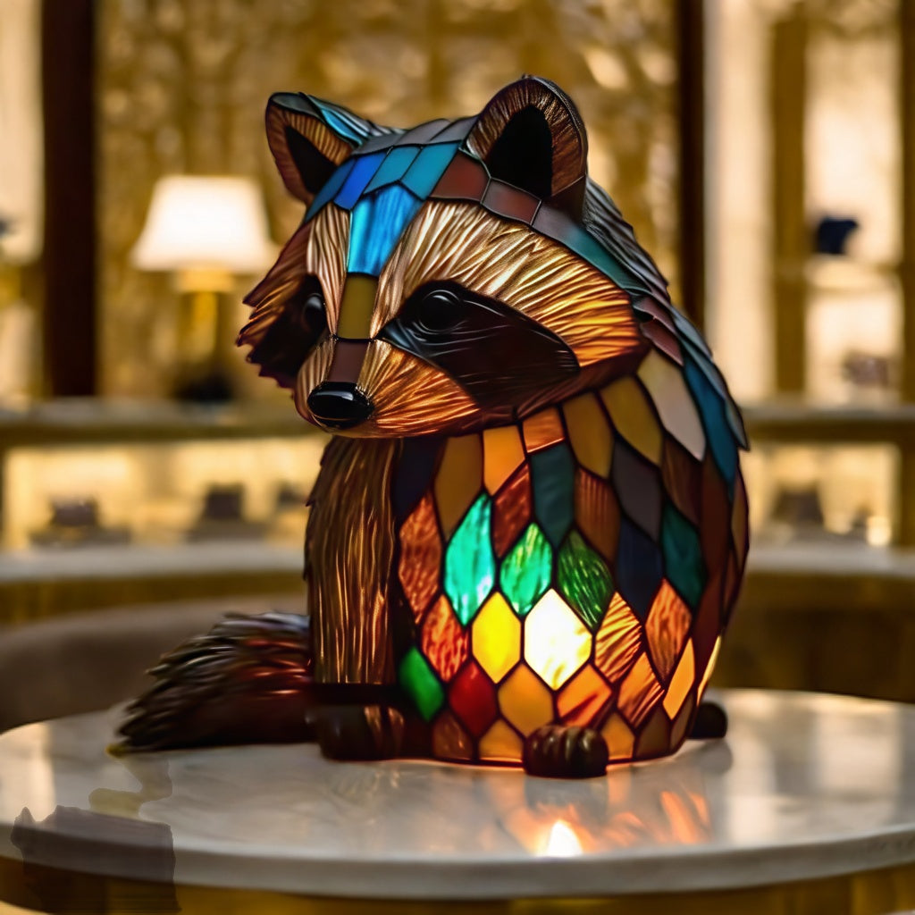 Raccoon Resin Art Lamp