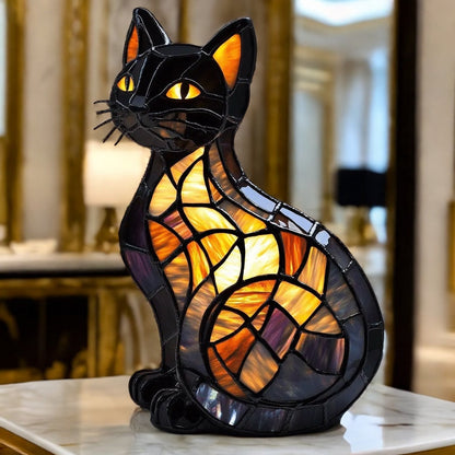 Mystic Cat Resin Art Lamp