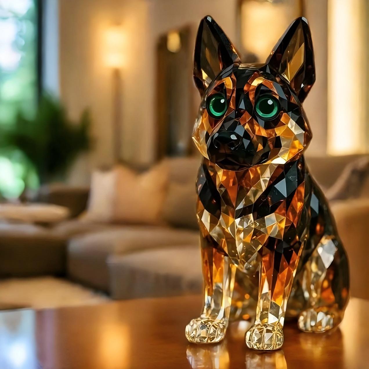 German Shepherd Crystal Art Figurine