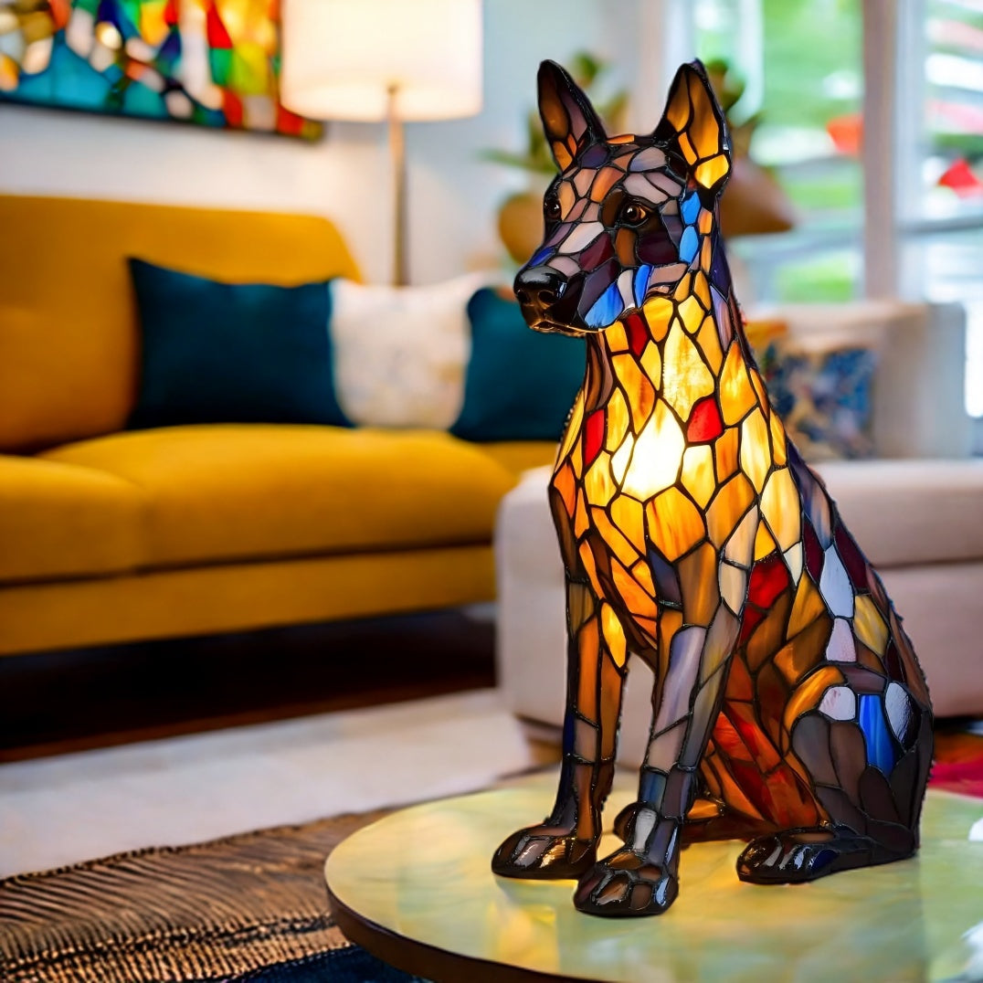 Doberman Resin Art Lamp