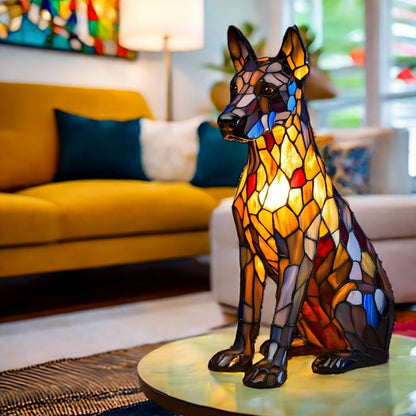 Doberman Resin Art Lamp