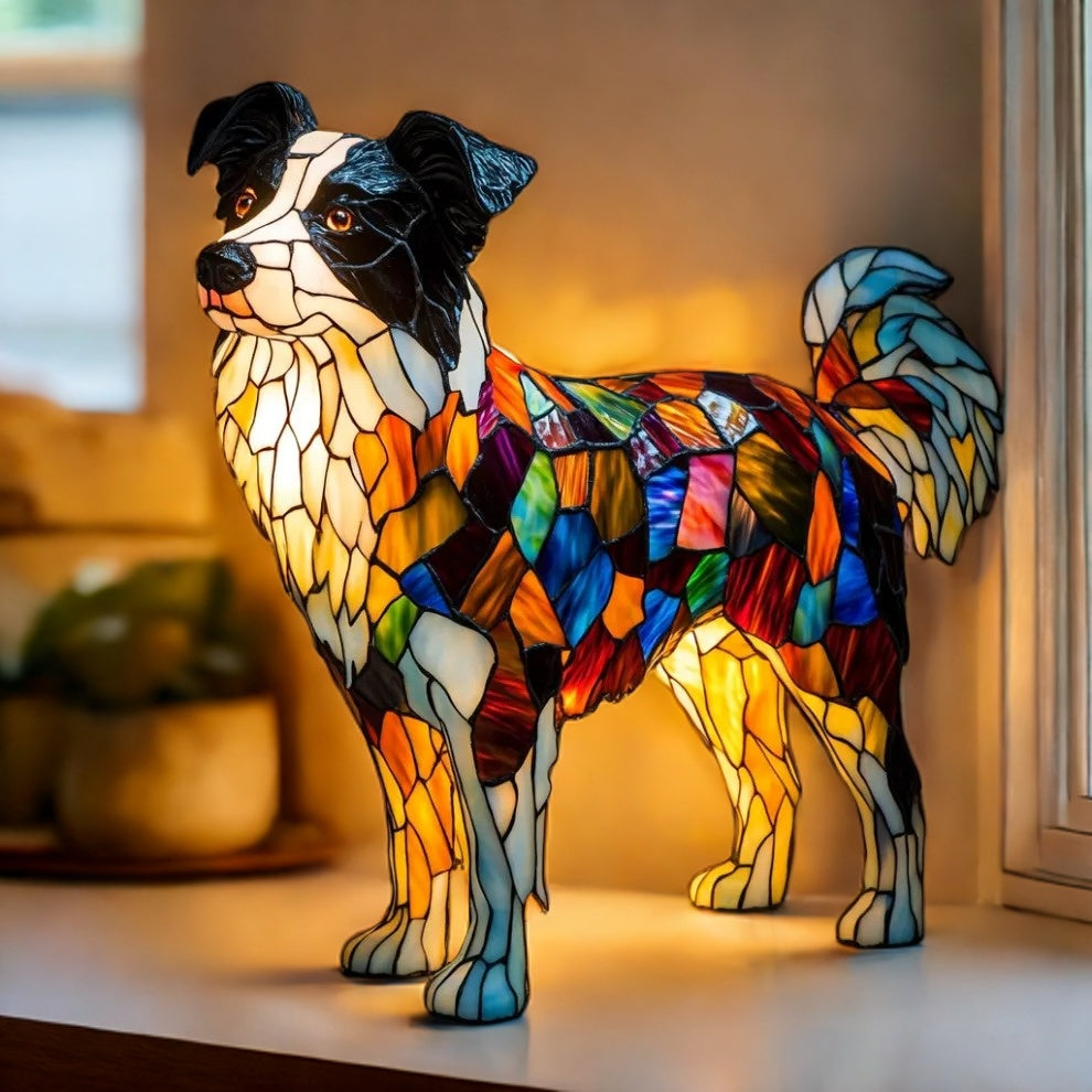 Border Collie  Resin Art Lamp