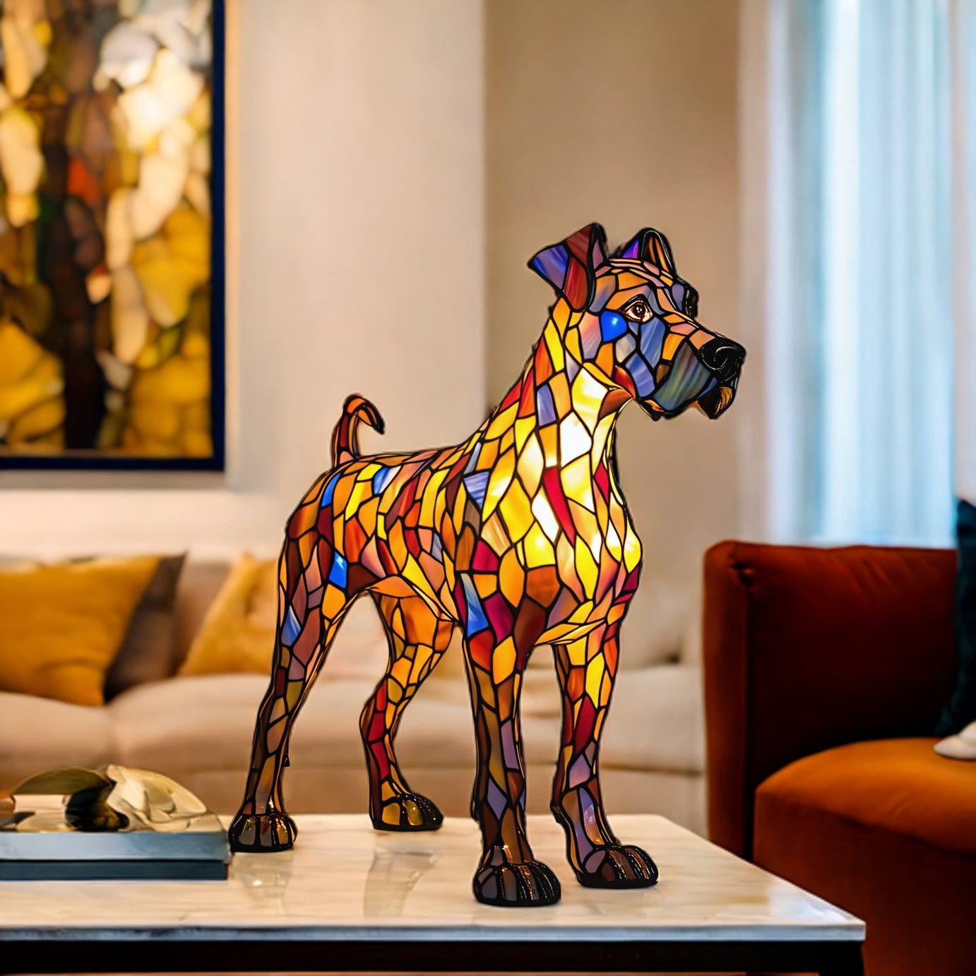 Great Dane Resin Art Lamp/A