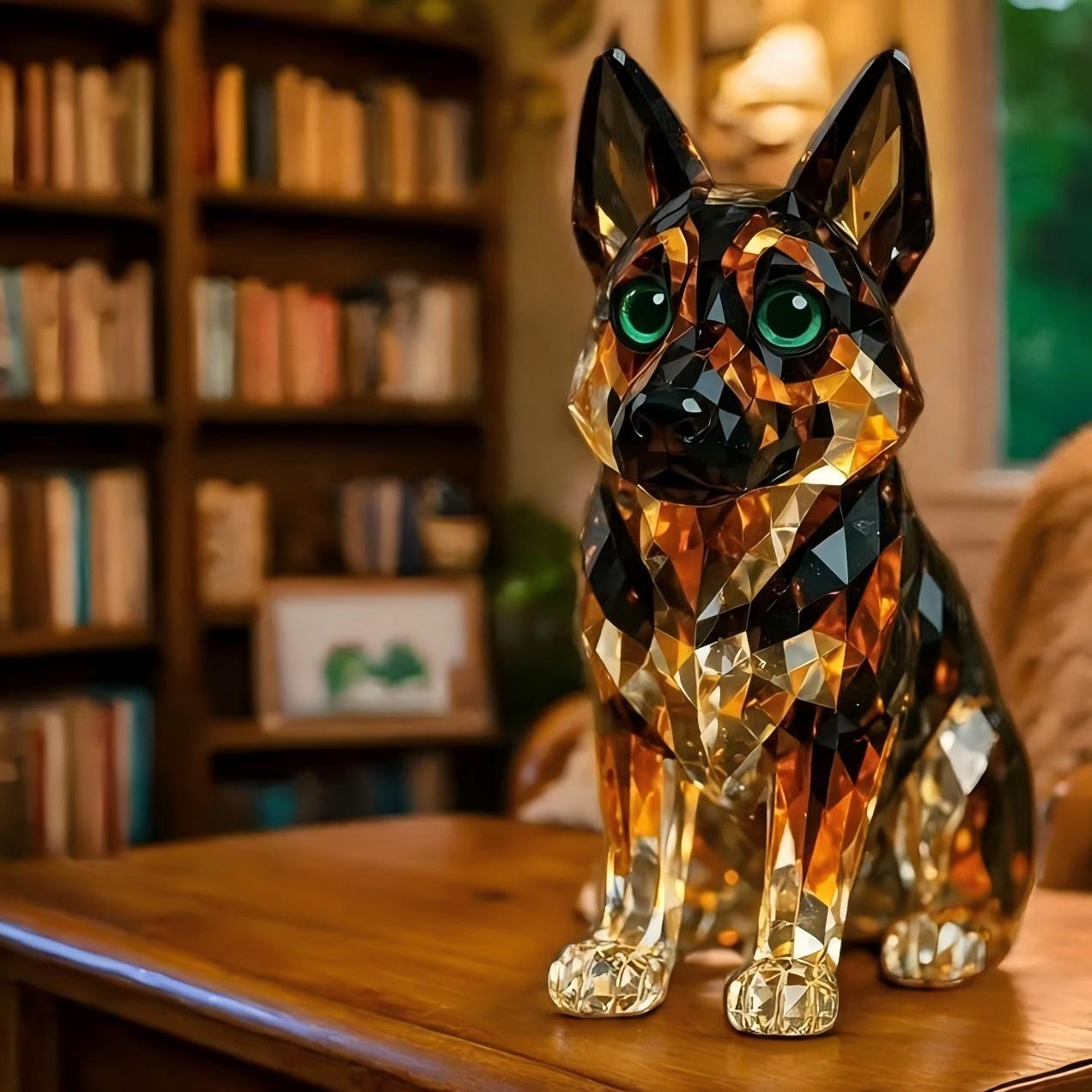 German Shepherd Crystal Art Figurine