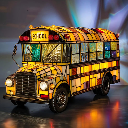 Classic School Bus Resin Art Lamp