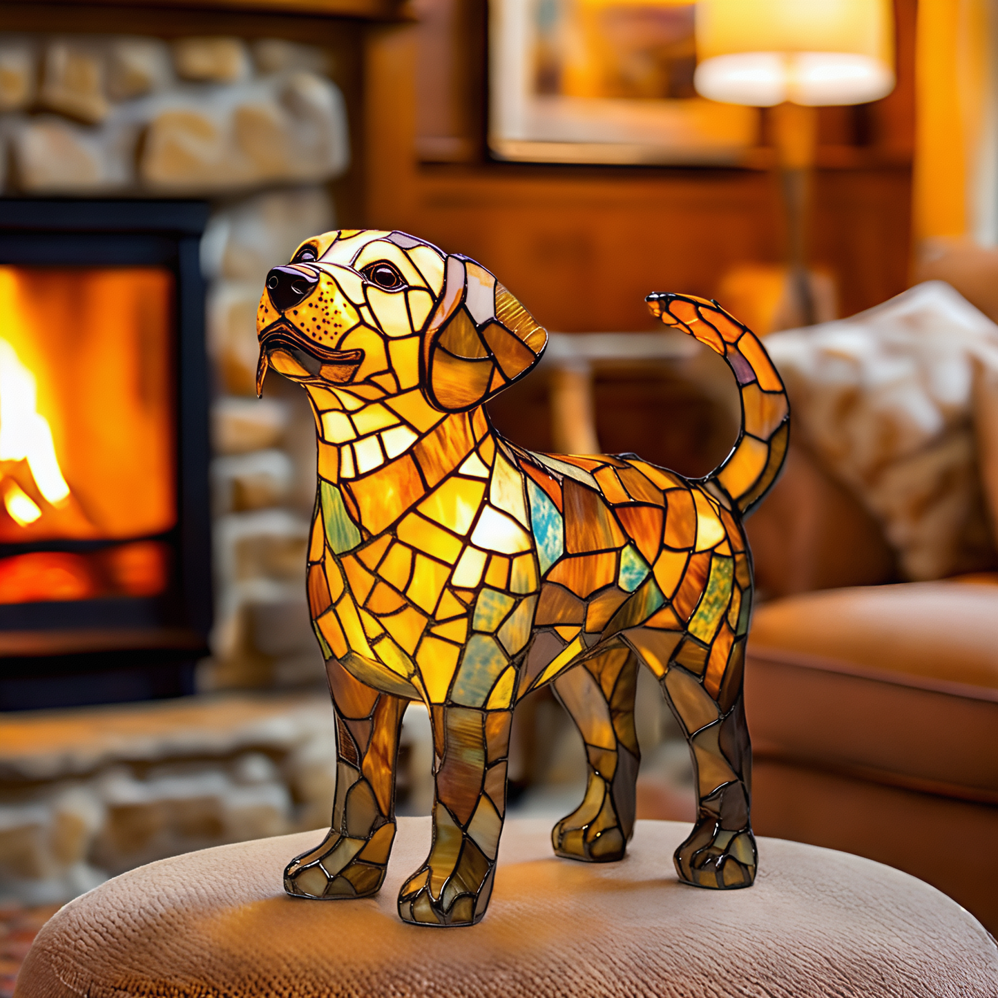 Labrador Resin Art Lamp