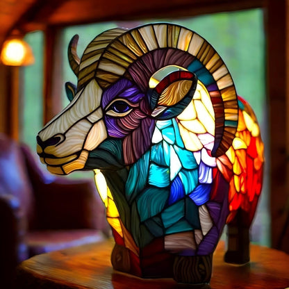 Majestic Ram Resin Art Lamp
