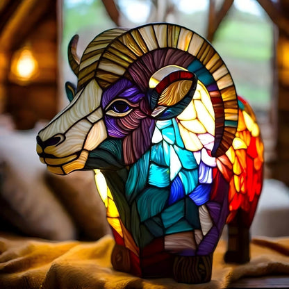 Majestic Ram Resin Art Lamp