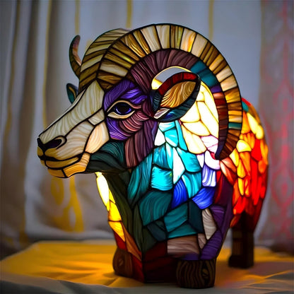 Majestic Ram Resin Art Lamp