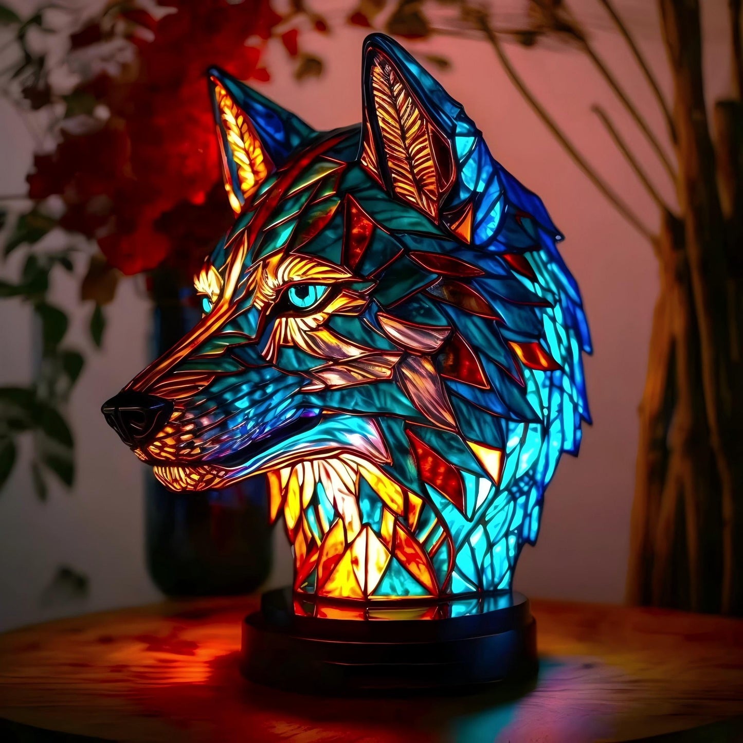 Mystic Wolf Resin Art Lamp