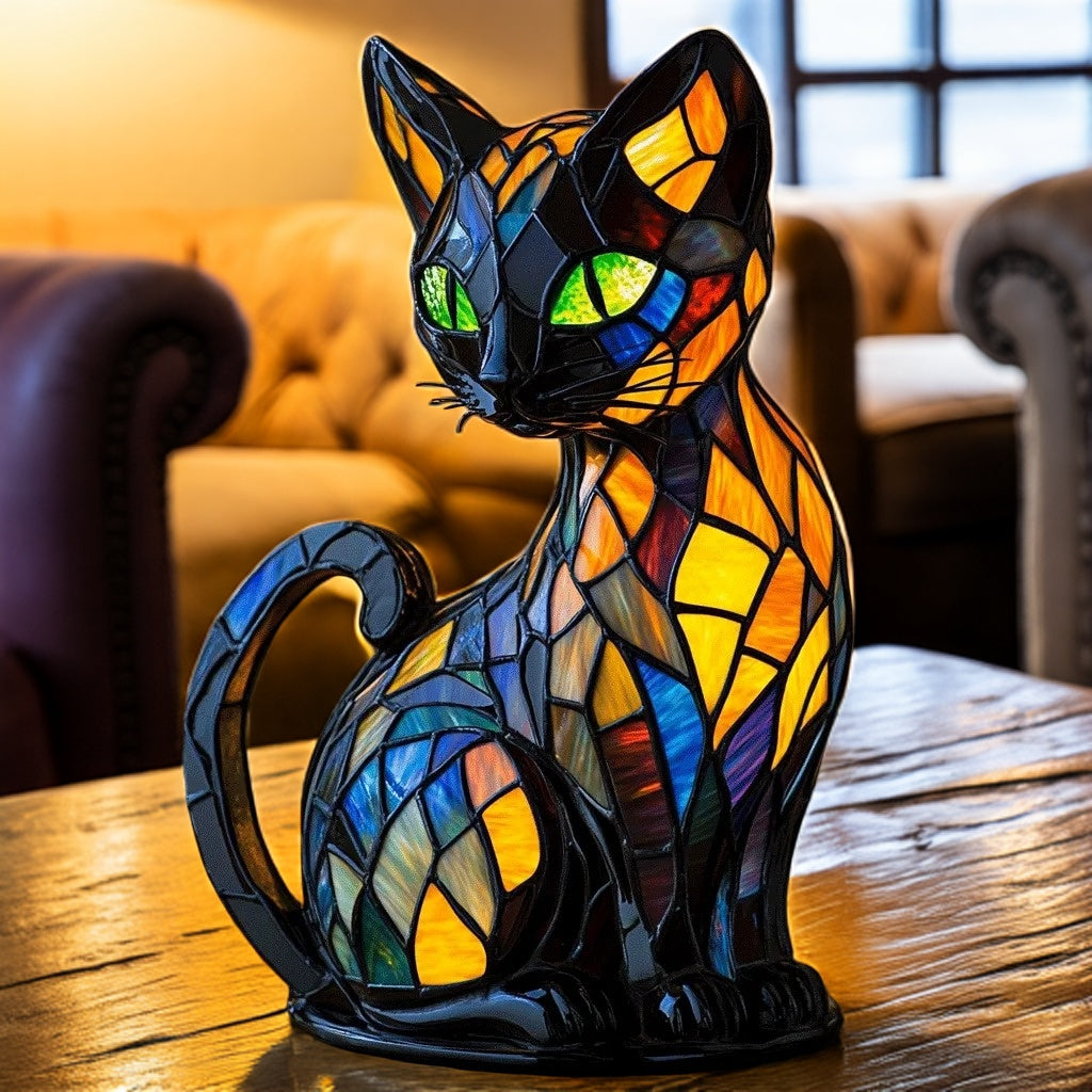 Mystic Cat Resin Art Lamp