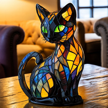 Mystic Cat Resin Art Lamp