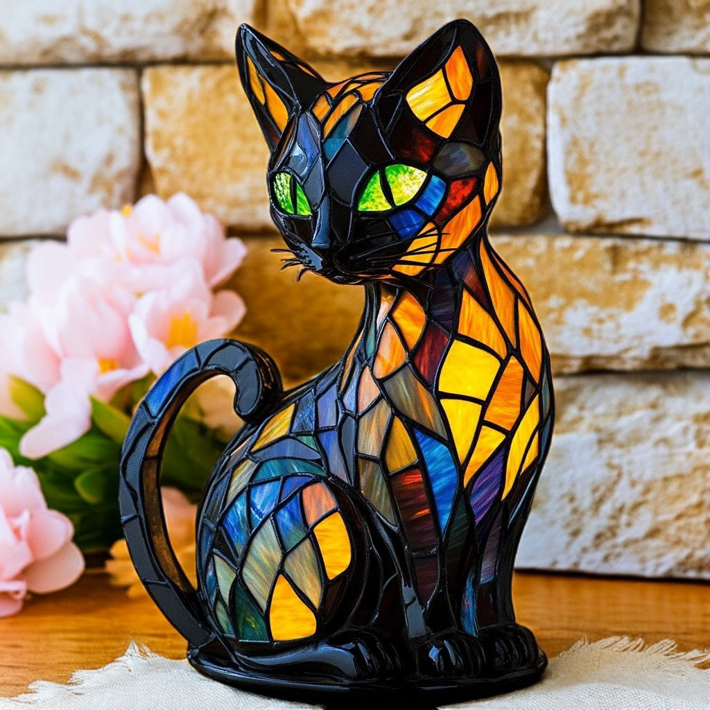 Mystic Cat Resin Art Lamp