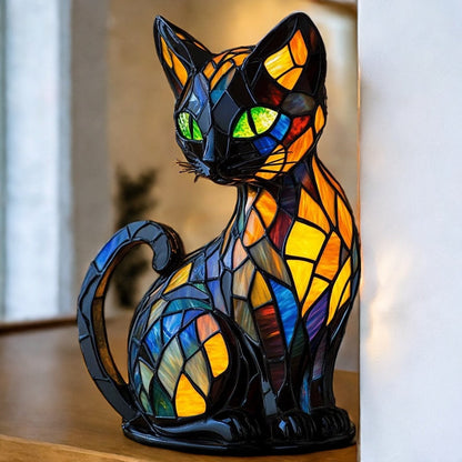 Mystic Cat Resin Art Lamp
