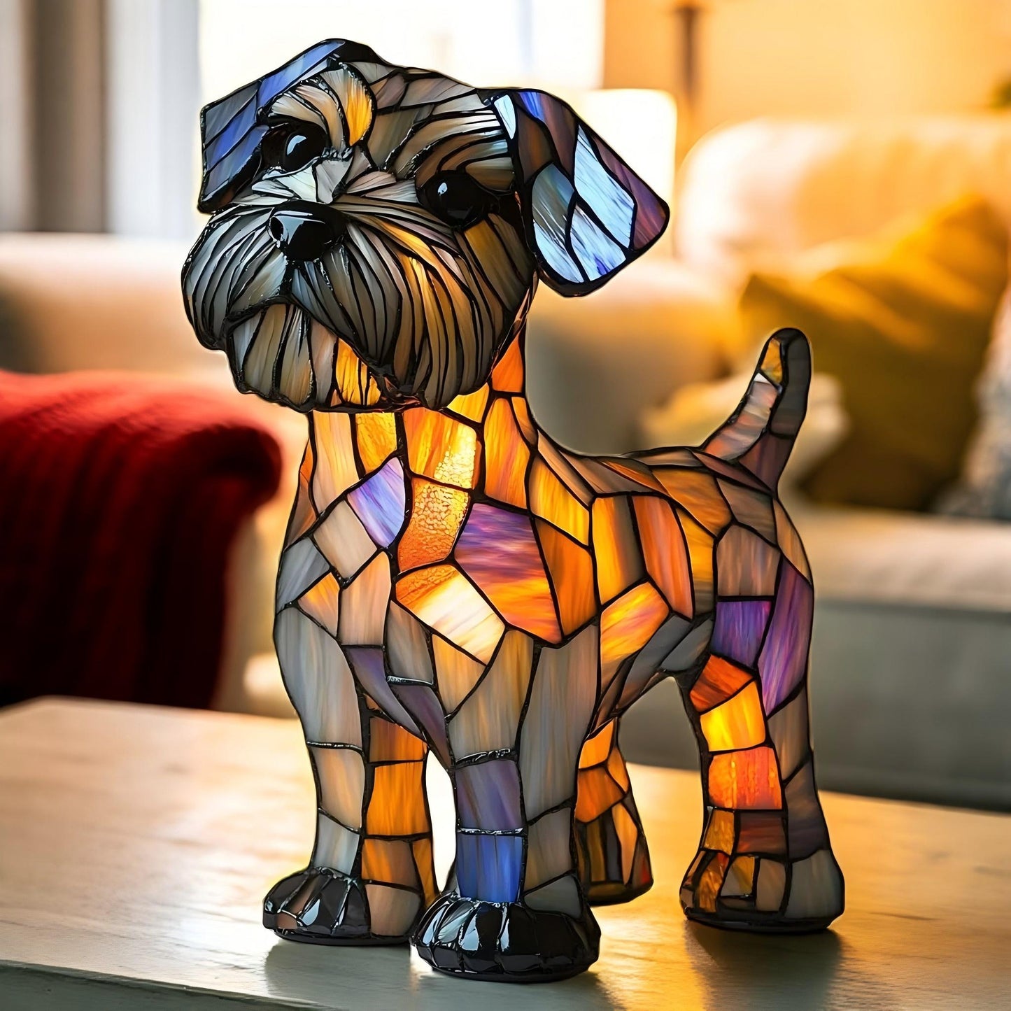 Schnauzer Resin Art Lamp