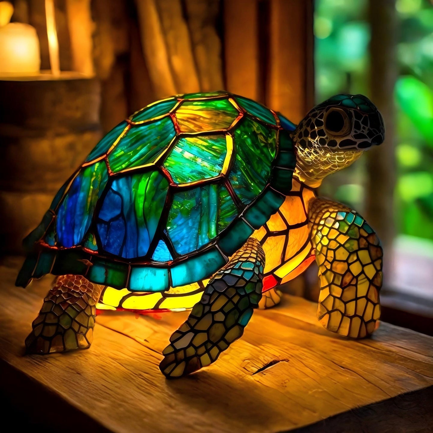 Serene Turtle Resin Art Lamp