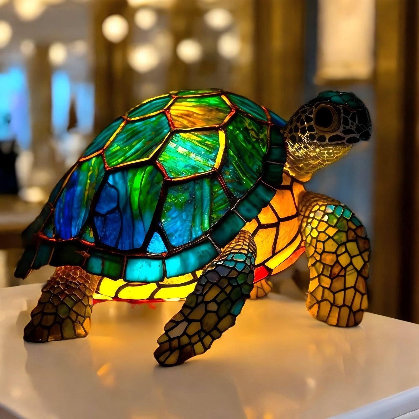 Serene Turtle Resin Art Lamp