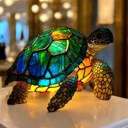Serene Turtle Resin Art Lamp