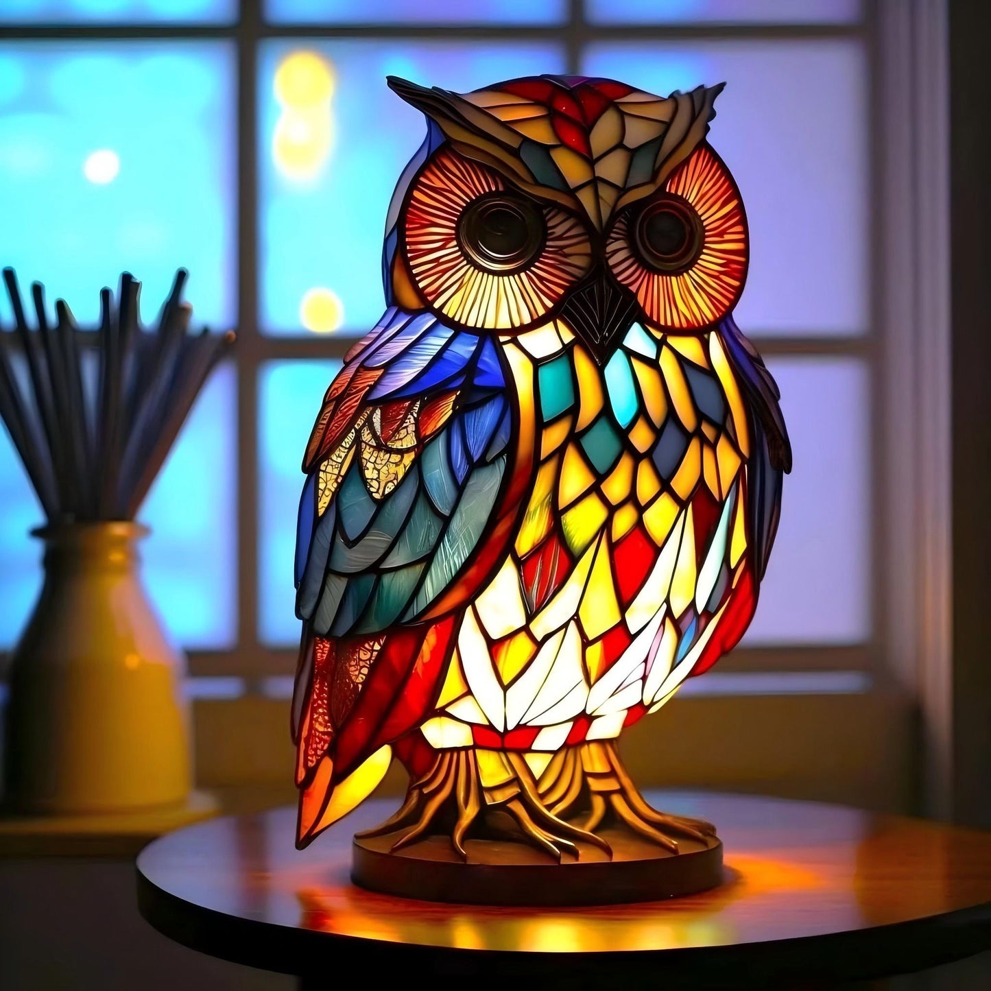 Wise Owl Resin Art Lamp