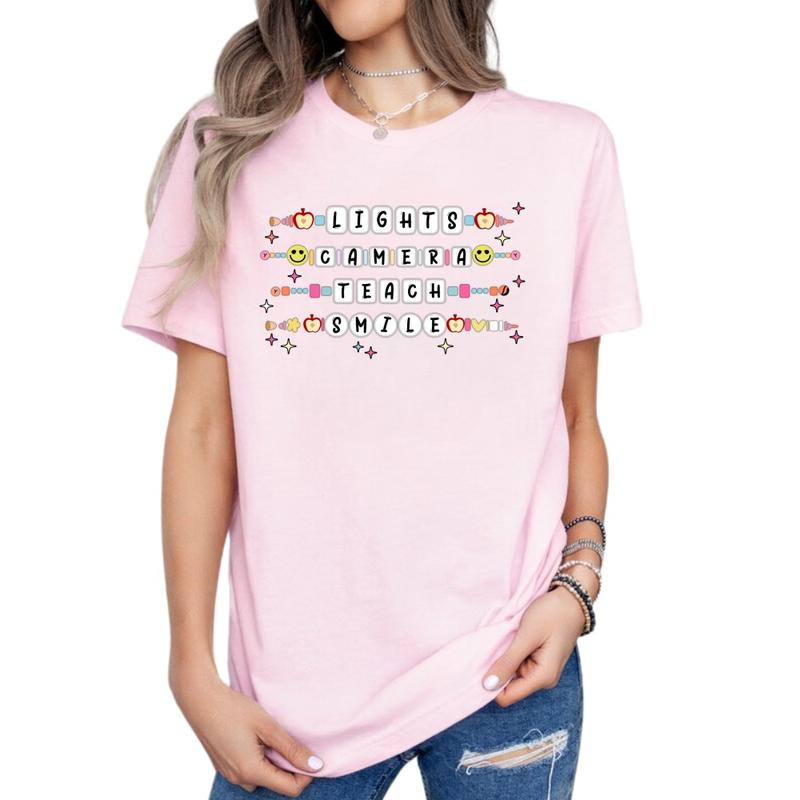 Swiftie Lights Camera Teach Smile Shirt, Teach SmileGraphic T-Shirt